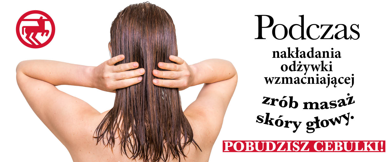 Grafika pokazuje jak łączyć masaż głowy ze stosowaniem odżywki do włosów