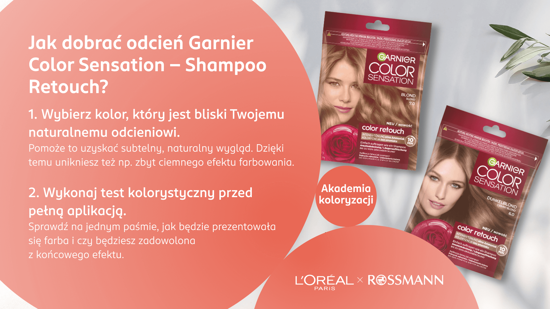 Infografika Akademii Koloryzacji dotycząca doboru odcienia Garnier Shampoo Retouch