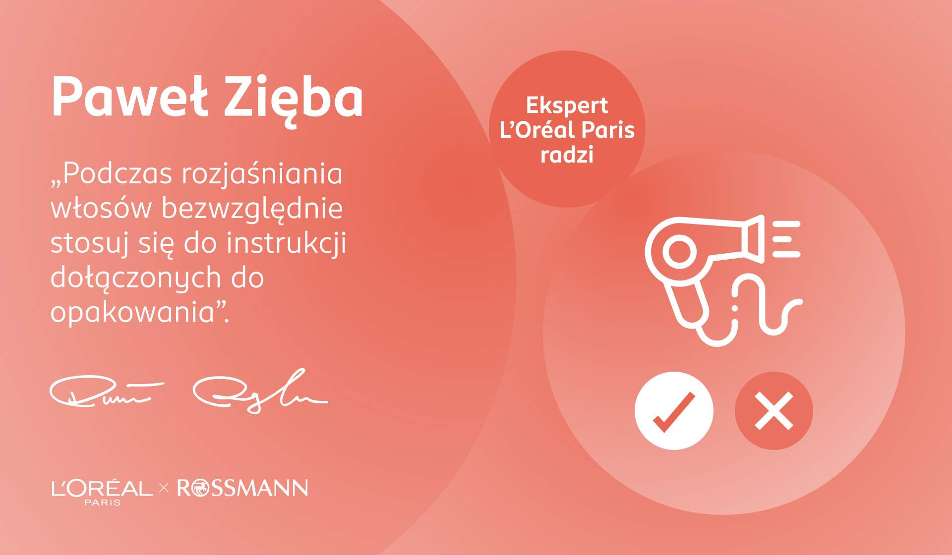 Infografika przedstawiająca Pawła Ziębę, która udziela porady dotyczącej stosowania się do instrukcji