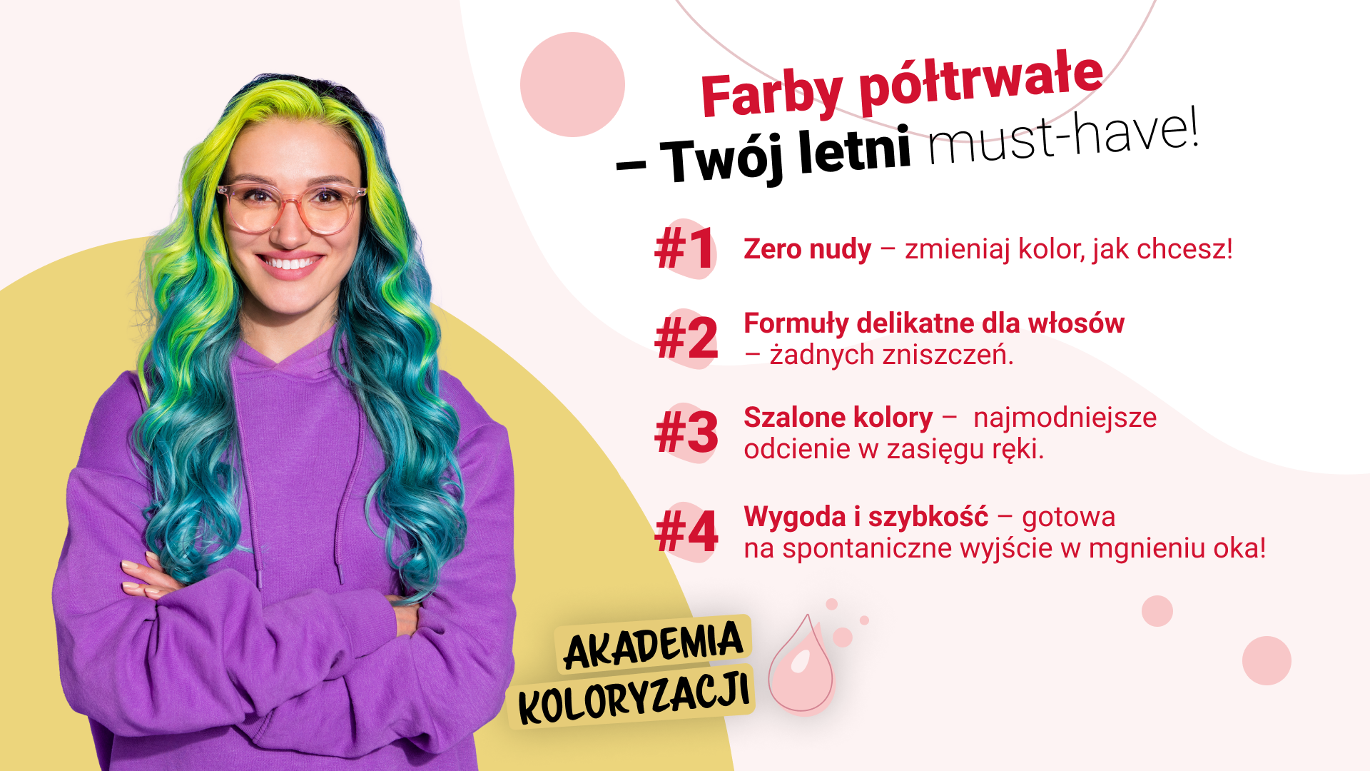 Młoda kobieta z kolorowymi włosami