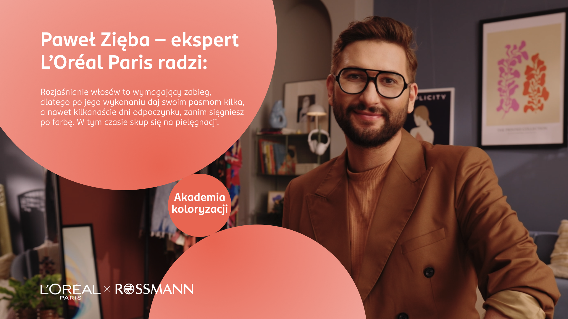 Grafika z Pawłem Ziębą, ekspertem L'Oréal Paris, dotycząca pielęgnacji włosów po rozjaśnianiu