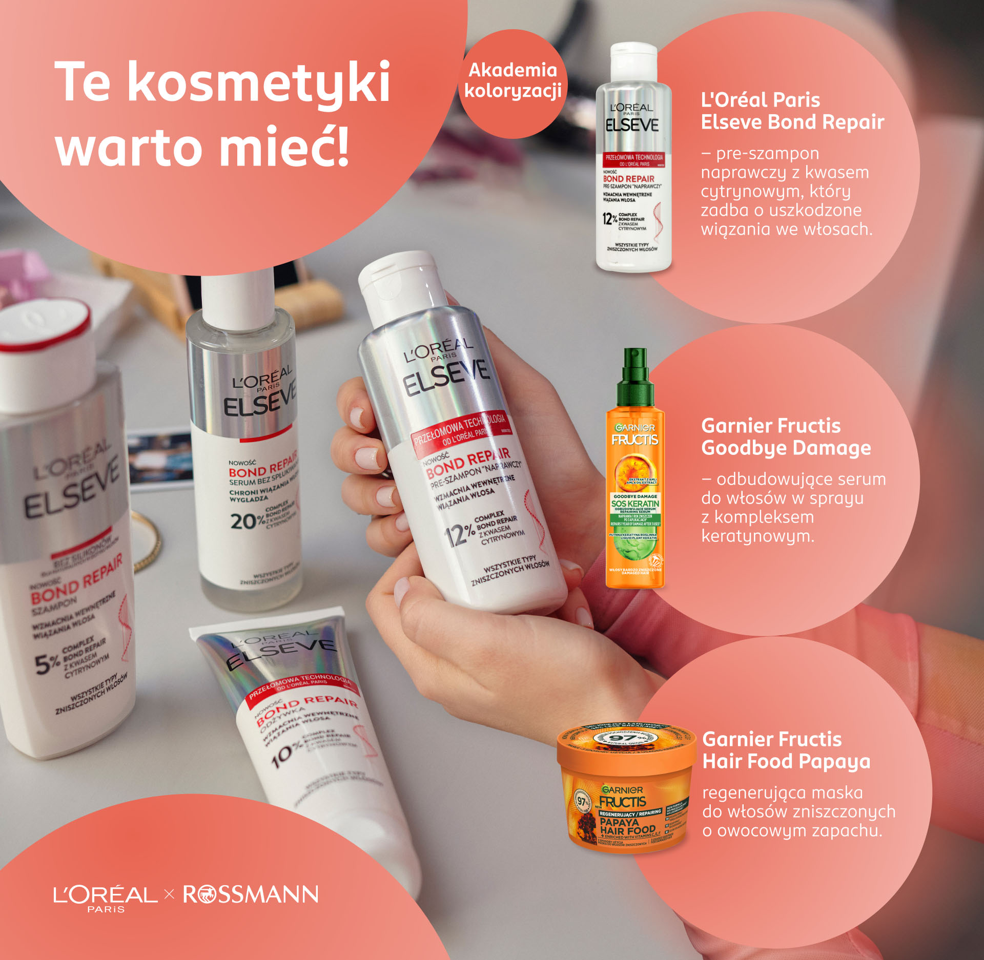 Produkty L’Oréal Paris i Garnier do pielęgnacji włosów farbowanych – infografika 
