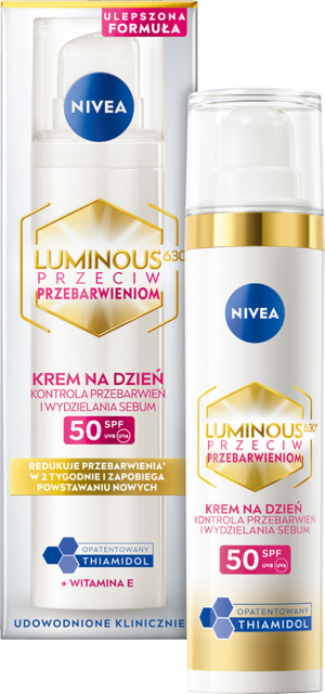 Opakowanie matującego kremu Nivea Luminous 630 z SPF 50