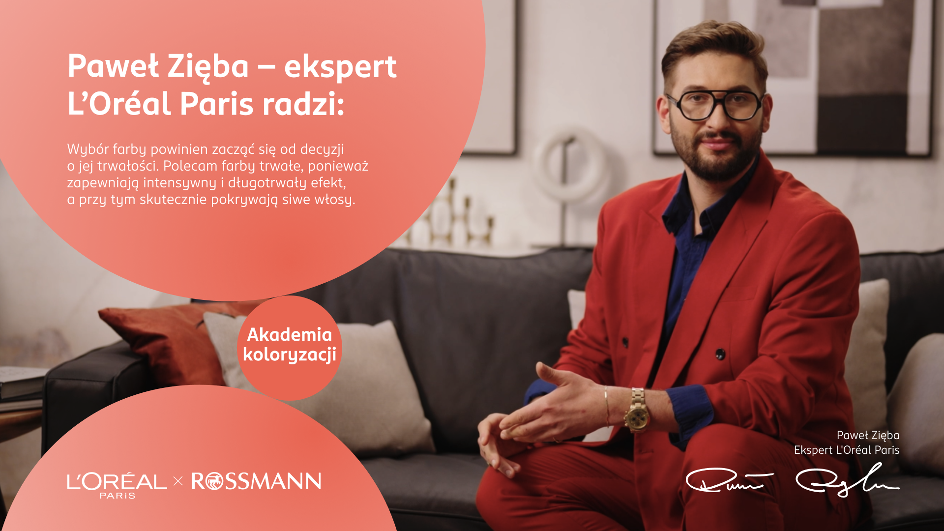 Infografika z Pawłem Ziębą, ekspertem L'Oréal Paris, na temat sposobu wyboru farby do włosów.