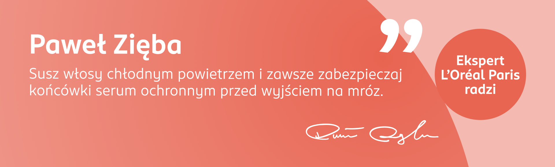 Porada eksperta Pawła Zięby, aby zimą suszyć włosy chłodnym powietrzem i zabezpieczać końcówki
