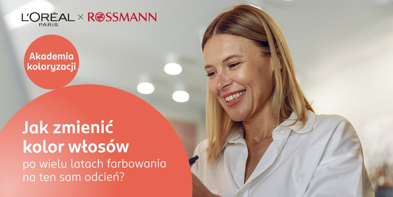 Grafika z dojrzałą kobietą, która zastanawia się, jak zmienić kolor włosów po wielu latach farbowania na ten sam odcień.
