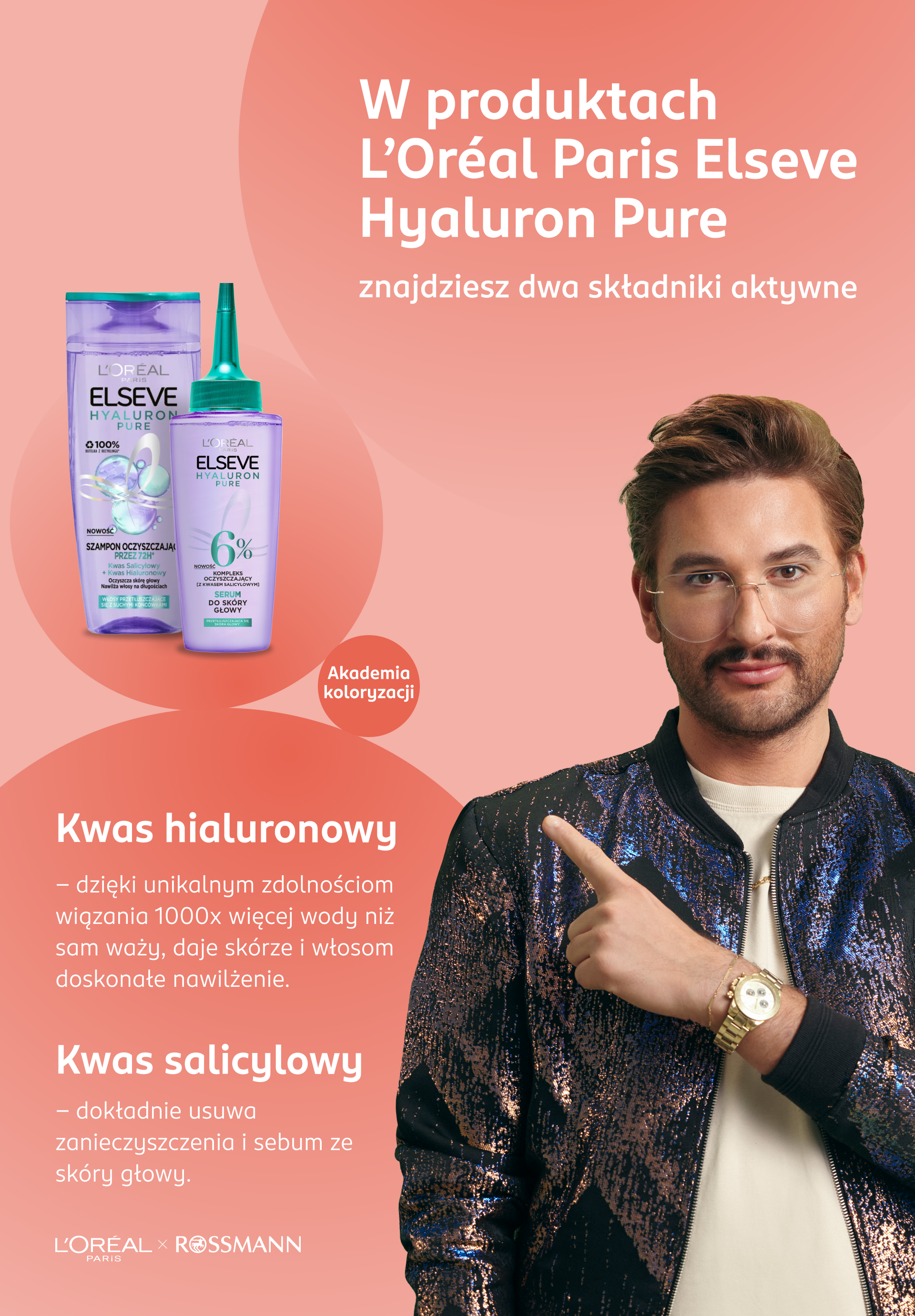 Składniki zawarte w kosmetykach L’Oréal Paris Elseve Hyaluron Pure – infografika