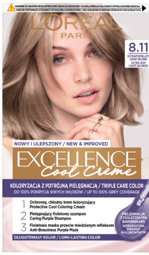 Opakowanie farby do włosów L'Oréal Paris Excellence Cool Creme 8.11 