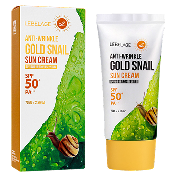 Opakowanie Lebelage Anti–Wrinkle Gold Snail Sun Cream SPF 50+ PA++++