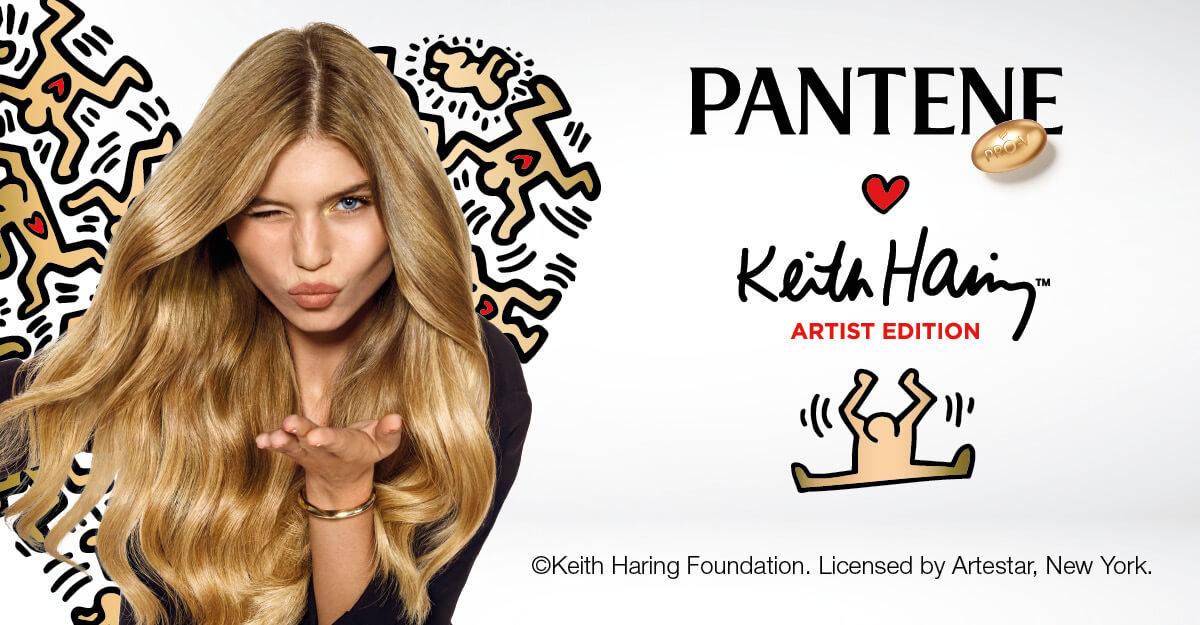 banner reklamujący współpracę Pantene i Keitha Haringa