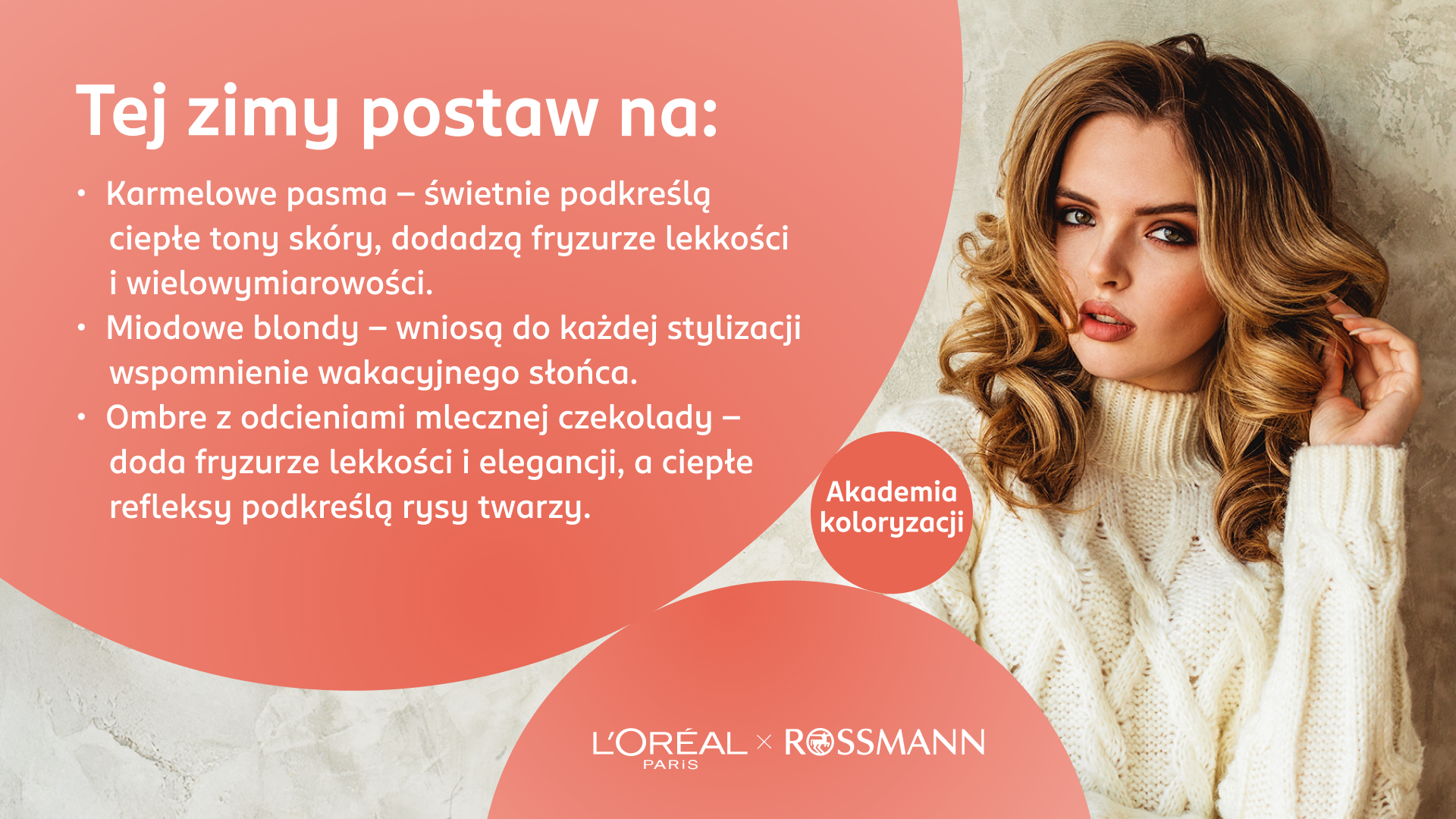 Infografika Akademii Koloryzacji dotycząca doboru odcieni włosów na sezon zimowy