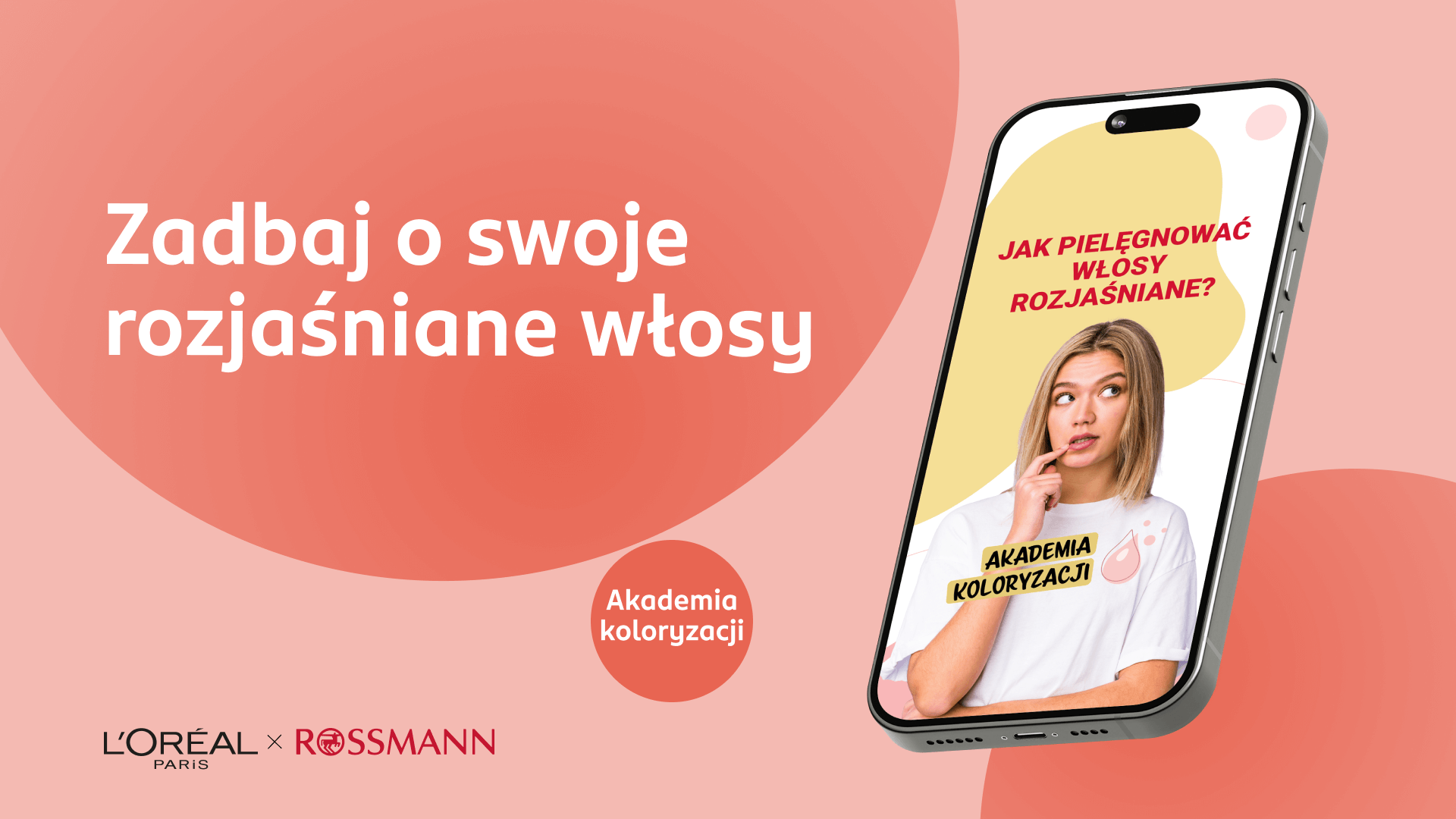 Grafika z wyświetlonym na smartfonie artykułem "Jak pielęgnować włosy rozjaśniane?"