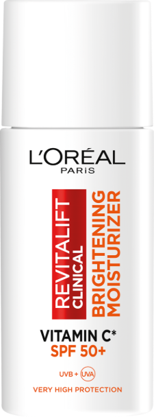 Opakowanie rozjaśniającego kremu do twarzy z SPF 50+ L'oréal Paris Revitalift Clinical 