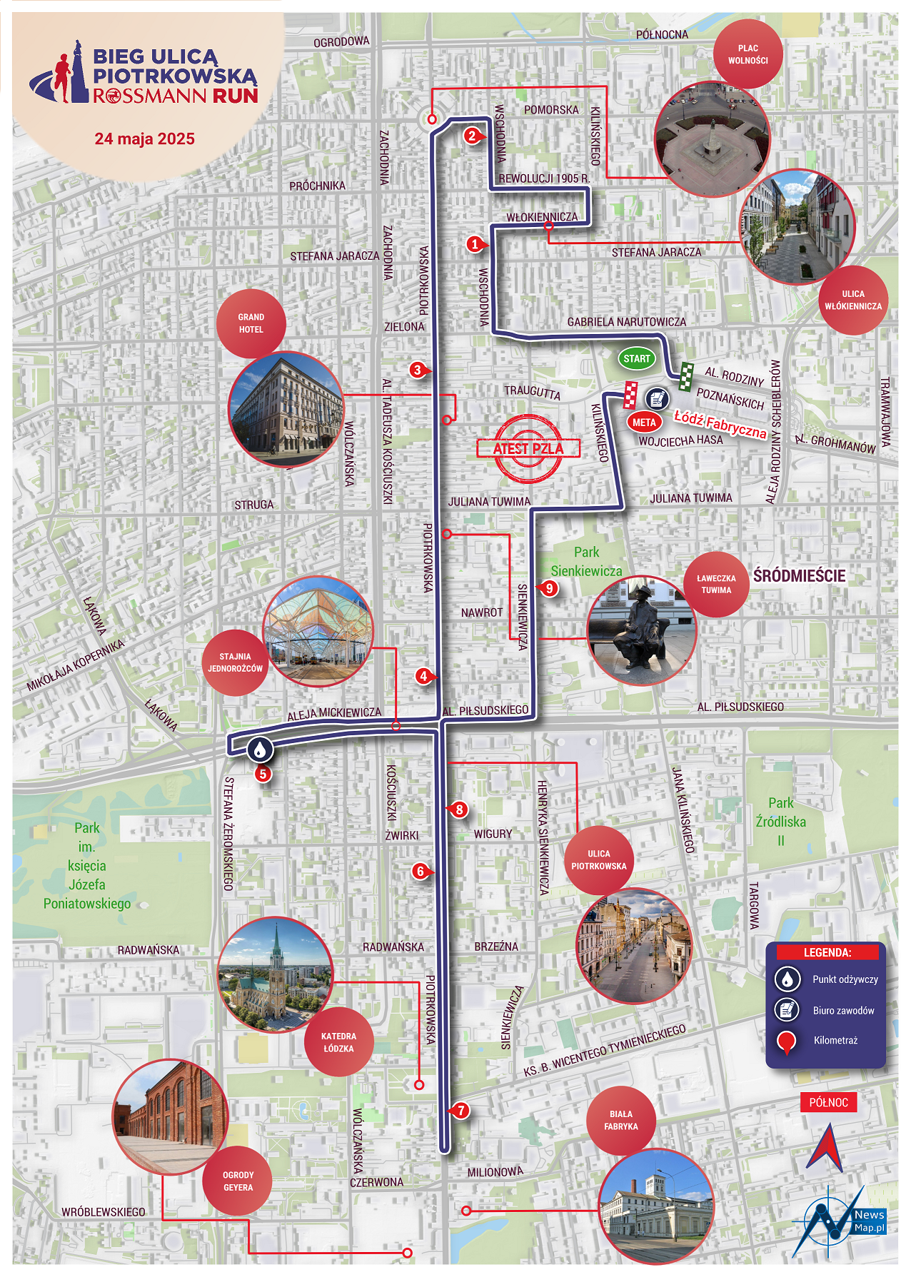 Mapa Biegu Ulicą Piotrkowską Rossmann Run 2025