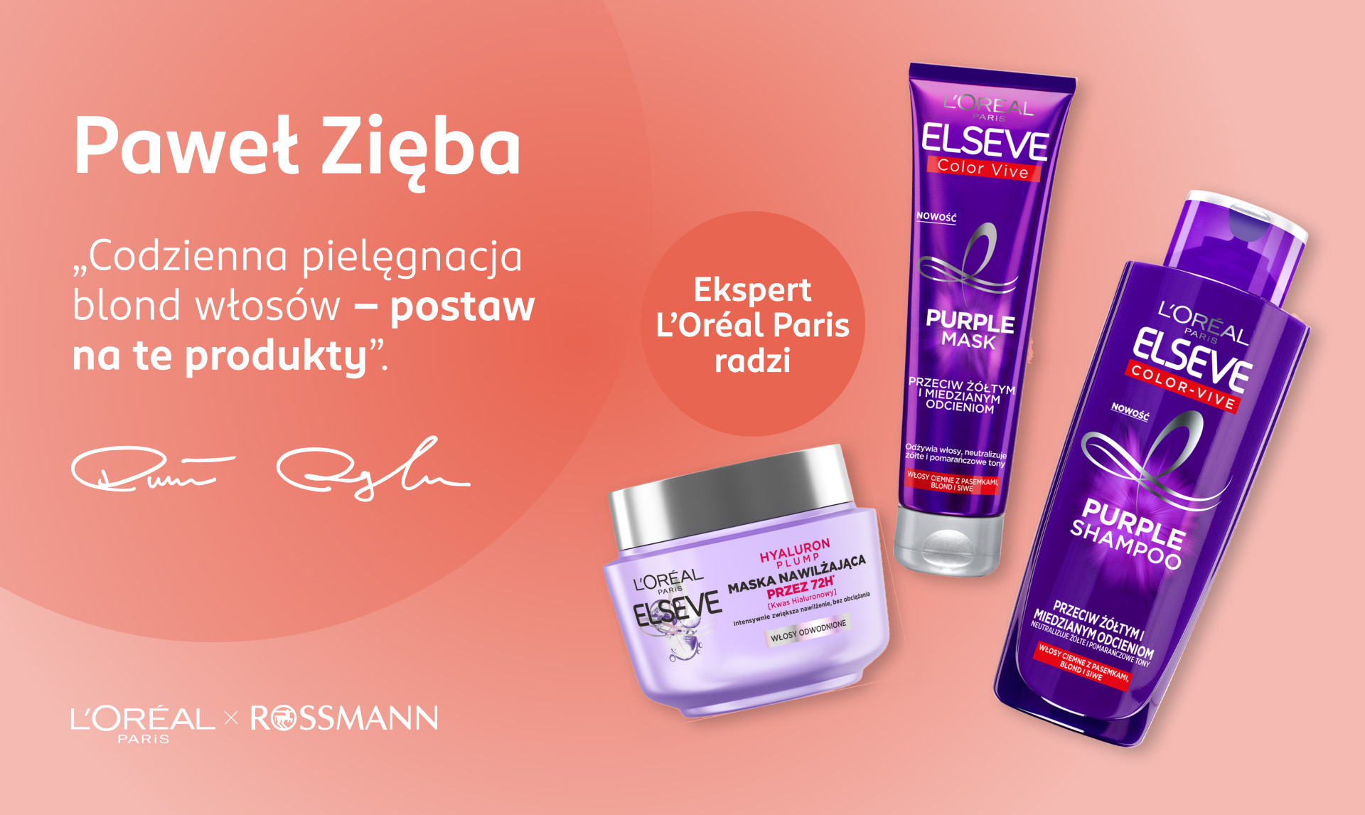 Infografika przedstawiająca Pawła Ziębę, która udziela porady dotyczącej pielęgnacji przed rozjaśnianiem